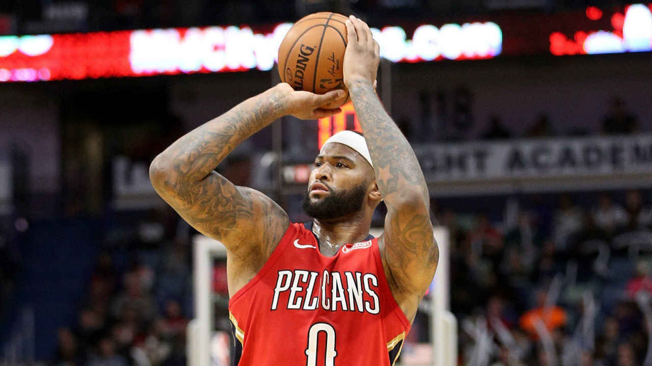 NEW ORLEANS, LA - DECEMBER 27: DeMarcus Cousins #0 of the New Orleans Pelicans in action against the Brooklyn Nets at the Smoothie King Center on December 27, 2017 in New Orleans, Louisiana.