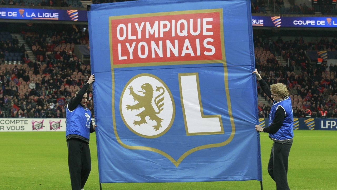 PARIS, FRANCE - JANUARY 13: a flag of Olympic Lyonnais during the French Ligue Cup between Paris Saint-Germain and Olympic Lyonnais at Parc Des Princes on january 11, 2016 in Paris, France.