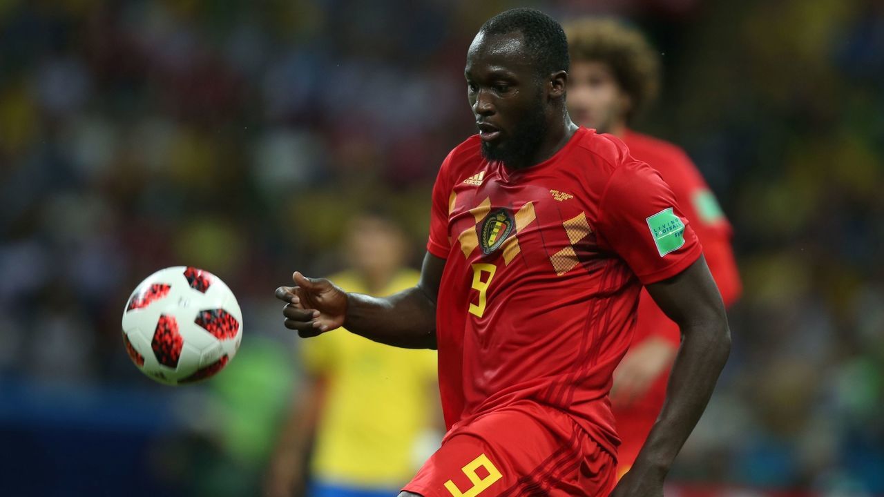 Belgium's forward Romelu Lukaku controls the ball during the Russia 2018 World Cup quarter-final football match between Brazil and Belgium at the Kazan Arena in Kazan on July 6, 2018.