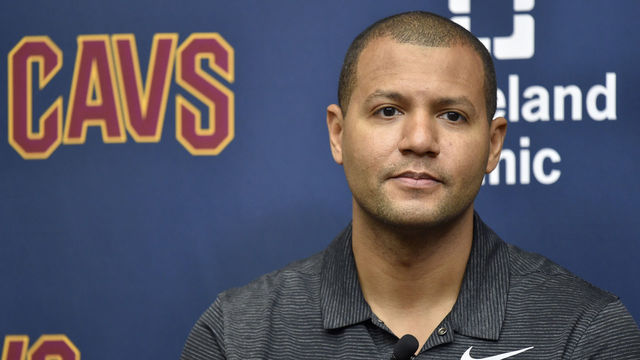 INDEPENDENCE, OH - JUNE 22: Cleveland Cavaliers General Manager, Koby Altman, introduces Collin Sexton during a press conference on June 22, 2018 at the Cleveland Clinic Courts in Independence, Ohio. NOTE TO USER: User expressly acknowledges and agrees that, by downloading and/or using this photograph, user is consenting to the terms and conditions of the Getty Images License Agreement. Mandatory Copyright Notice: Copyright 2018 NBAE