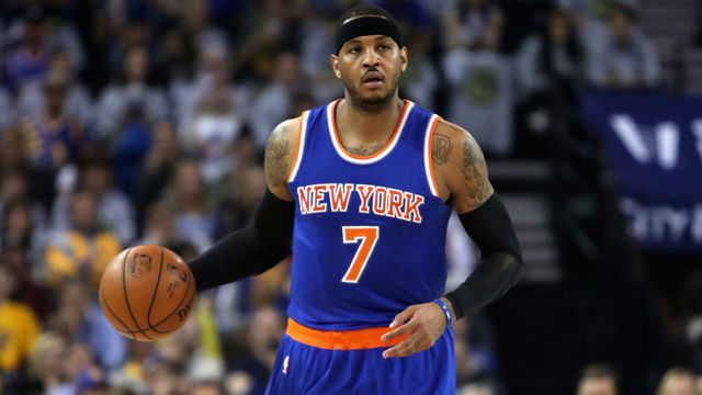 OAKLAND, CA - MARCH 16: Carmelo Anthony #7 of the New York Knicks in action against the Golden State Warriors at ORACLE Arena on March 16, 2016 in Oakland, California.