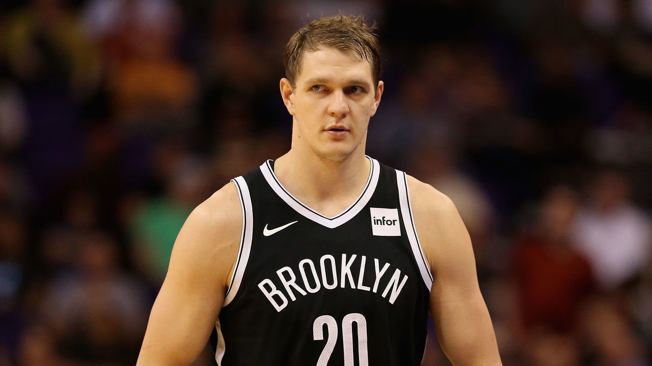 PHOENIX, AZ - NOVEMBER 06: Timofey Mozgov #20 of the Brooklyn Nets during the second half of the NBA game against the Phoenix Suns at Talking Stick Resort Arena on November 6, 2017 in Phoenix, Arizona. The Nets defeated the Suns 98-92.