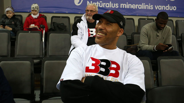 PRIENAI, LITHUANIA - JANUARY 05: LaVar Ball, father of LaMelo and LiAngelo Ball looks on during their first training session with Lithuania Basketball team Vytautas Prienai on January 5, 2018 in Prienai, Lithuania.