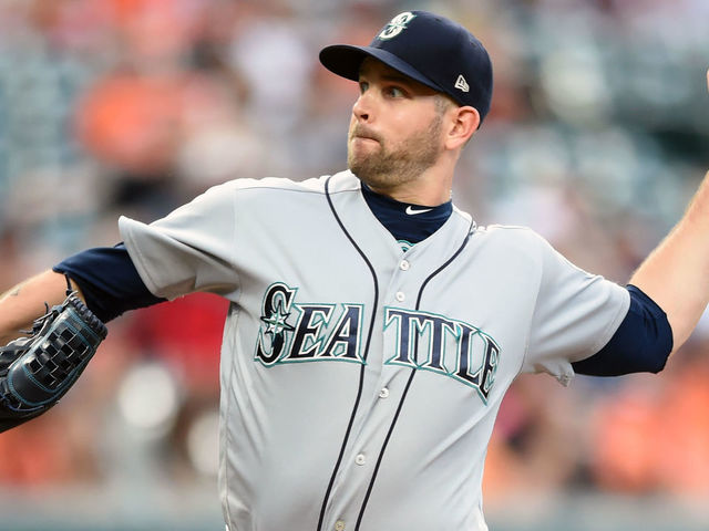 BALTIMORE, MD - JUNE 26: James Paxton #65 of the Seattle Mariners pitches in the second inning during a baseball game against the Baltimore Orioles at Oriole Park at Camden Yards on June 26, 2018 in Baltimore, Maryland.