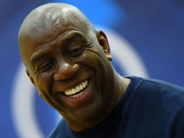 CHICAGO, IL - MAY 17: NBA legend Earvin 'Magic' Johnson attends Day One of the NBA Draft Combine at Quest MultiSport Complex on May 17, 2018 in Chicago, Illinois.