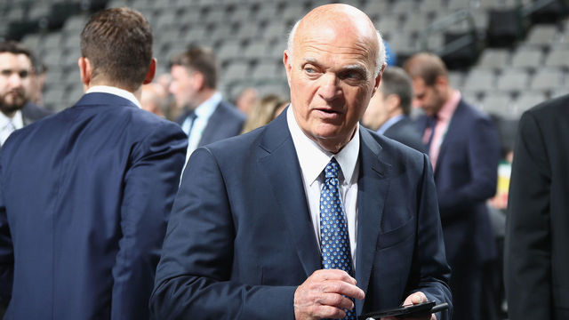 DALLAS, TX - JUNE 22: Lou Lamoriello of the New York Islanders prior to the first round of the 2018 NHL Draft at American Airlines Center on June 22, 2018 in Dallas, Texas.