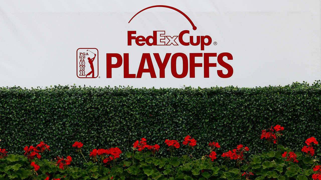 ATLANTA, GA - SEPTEMBER 09: A general view of a FedExCup Playoffs logo during a practice round prior to the start of the TOUR Championship by Coca-Cola at East Lake Golf Club on September 9, 2014 in Atlanta, Georgia.