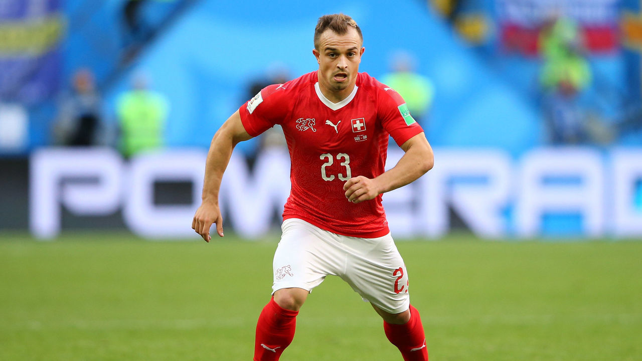 SAINT PETERSBURG, RUSSIA - JULY 03: Xherdan Shaqiri of Switzerland during the 2018 FIFA World Cup Russia Round of 16 match between Sweden and Switzerland at Saint Petersburg Stadium on July 3, 2018 in Saint Petersburg, Russia.