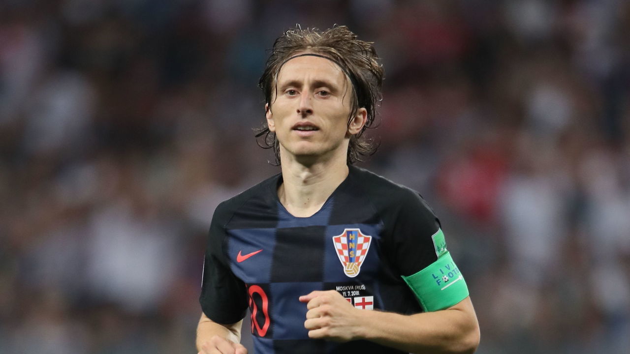 MOSCOW, RUSSIA - JULY 11: Luka Modric of Croatia during the 2018 FIFA World Cup Russia Semi Final match between England and Croatia at Luzhniki Stadium on July 11, 2018 in Moscow, Russia.
