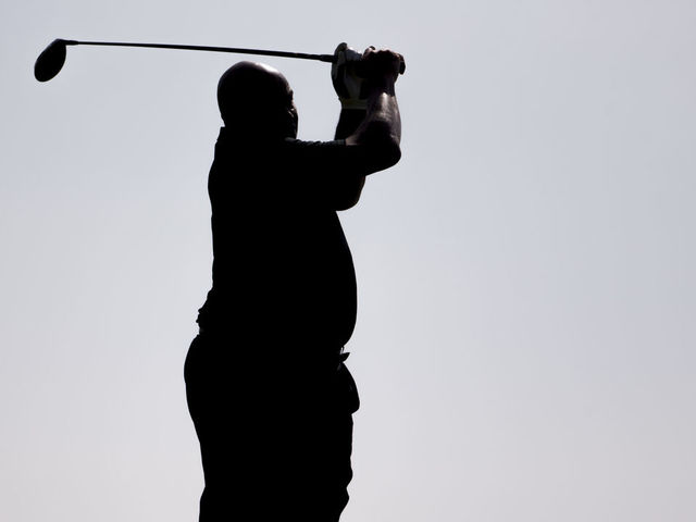 LAFAYETTE HILL, PA - SEPTEMBER 11: NBA Hall of Famer Charles Barkley tees off during the Julius Erving Golf Classic at The ACE Club on September 11, 2017 in Lafayette Hill, Pennsylvania.