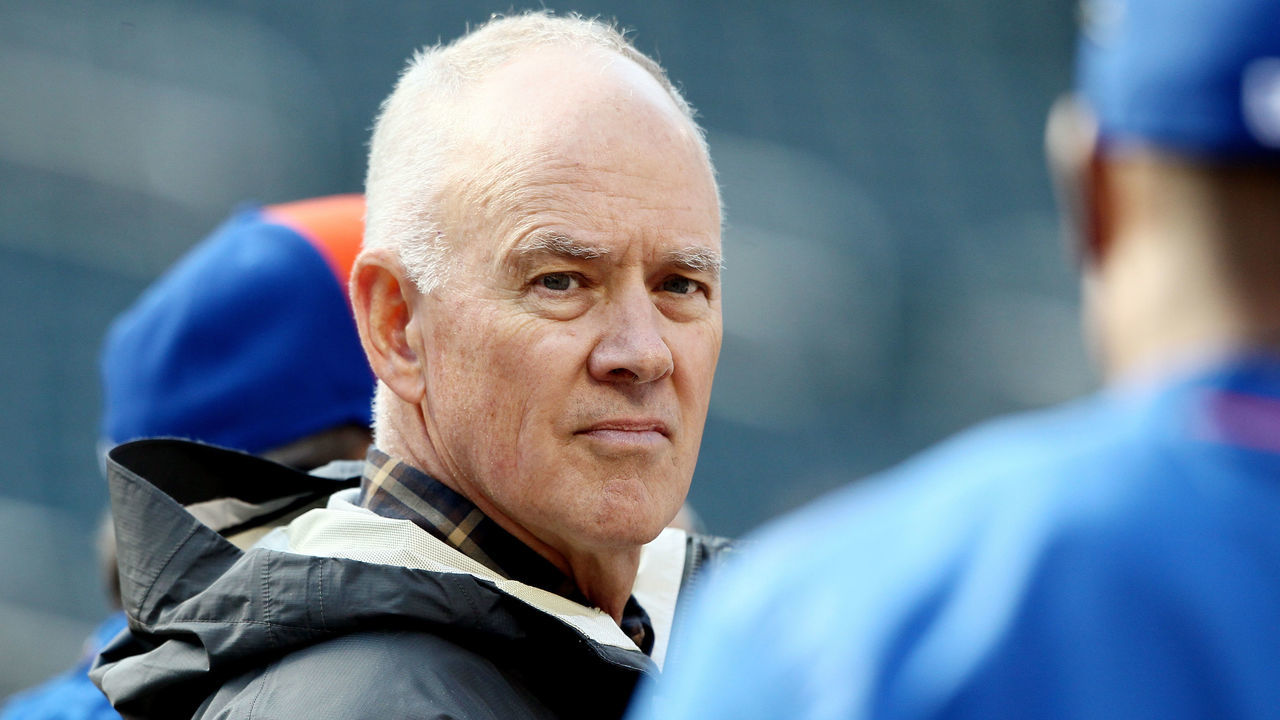 NEW YORK, NY - APRIL 21: Mets General Manager Sandy Alderson attends batting practice prior to a game between the New York Mets and the Atlanta Braves at Citi Field on April 21, 2015 in the Flushing neighborhood of the Queens borough of New York City.