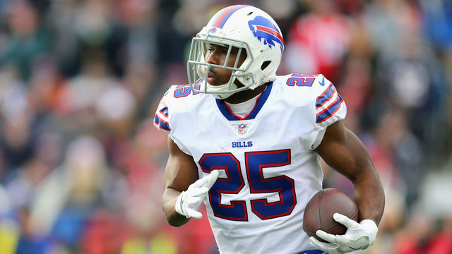 FOXBORO, MA - DECEMBER 24: LeSean McCoy #25 of the Buffalo Bills carries the ball during the first quarter of a game against the New England Patriots at Gillette Stadium on December 24, 2017 in Foxboro, Massachusetts.