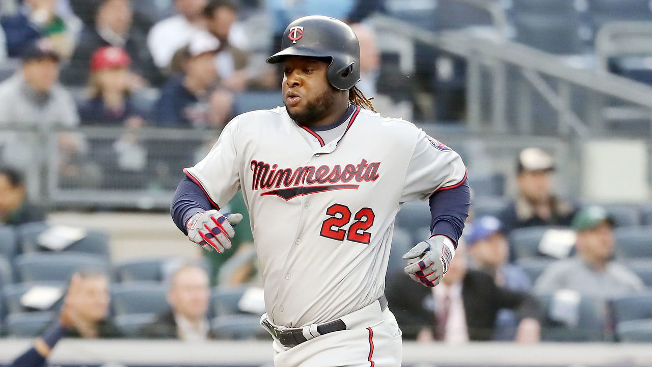NEW YORK, NY - APRIL 24: Miguel Sano #22 of the Minnesota Twins scores in the first inning against the New York Yankees at Yankee Stadium on April 24, 2018 in the Bronx borough of New York City.
