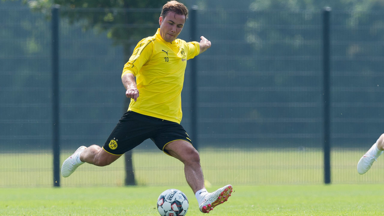 DORTMUND, GERMANY - JULY 12: Mario Goetze of Dortmund controls the ball during a training session at BVB training center on July 12, 2018 in Dortmund, Germany.
