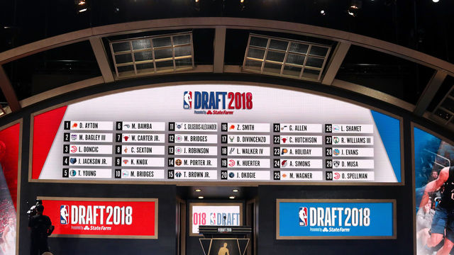 NEW YORK, NY - JUNE 21: Picks one through 30 are seen on the board at the conclusion of the first round during the 2018 NBA Draft at the Barclays Center on June 21, 2018 in the Brooklyn borough of New York City.