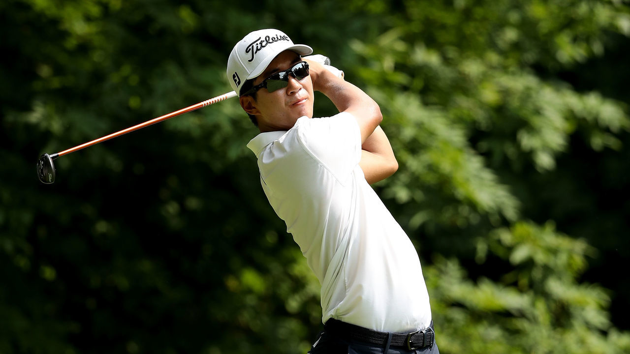 SILVIS, IL - JULY 14: Michael Kim hits a tee shot on the sixth tee during the third round of the John Deere Classic at TPC Deere Run on July 14, 2018 in Silvis, Illinois.