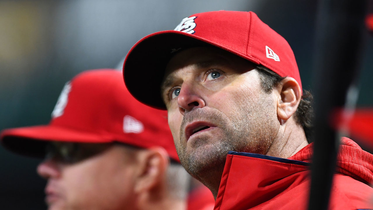 PITTSBURGH, PA - APRIL 28: Manager Mike Matheny #22 of the St. Louis Cardinals looks on during the seventh inning against the Pittsburgh Pirates at PNC Park on April 28, 2018 in Pittsburgh, Pennsylvania.