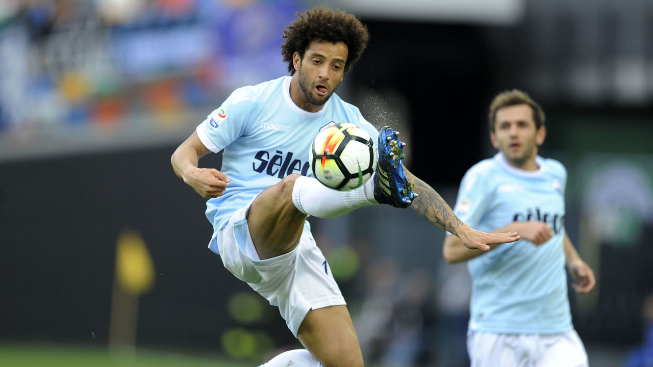 UDINE, UDINESE - APRIL 08: Felipe Anderson of SS azio in action during the serie A match between Udinese Calcio and SS Lazio at Stadio Friuli on April 8, 2018 in Udine, Italy.