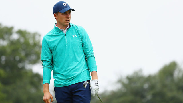 CROMWELL, CT - JUNE 23: Jordan Spieth of the United States watches his shot from the fifth tee during the third round of the Travelers Championship at TPC River Highlands on June 23, 2018 in Cromwell, Connecticut.