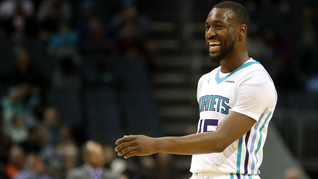 CHARLOTTE, NC - DECEMBER 04: Kemba Walker #15 of the Charlotte Hornets reacts against the Orlando Magic during their game at Spectrum Center on December 4, 2017 in Charlotte, North Carolina.