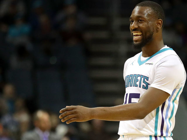 CHARLOTTE, NC - DECEMBER 04: Kemba Walker #15 of the Charlotte Hornets reacts against the Orlando Magic during their game at Spectrum Center on December 4, 2017 in Charlotte, North Carolina.
