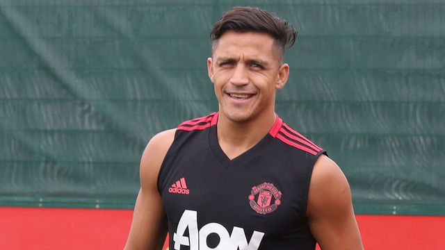 MANCHESTER, ENGLAND - JULY 13: (EXCLUSIVE COVERAGE) Alexis Sanchez of Manchester United in action during a first team training session at Aon Training Complex on July 13, 2018 in Manchester, England.