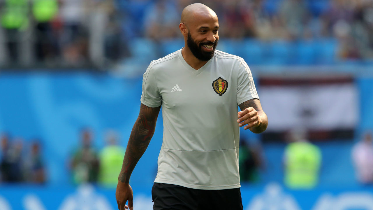SAINT PETERSBURG, RUSSIA - JULY 14: Belgium assistant coach Thierry Henry looks on during the warm up prior to the 2018 FIFA World Cup Russia 3rd Place Playoff match between Belgium and England at Saint Petersburg Stadium on July 14, 2018 in Saint Petersburg, Russia.