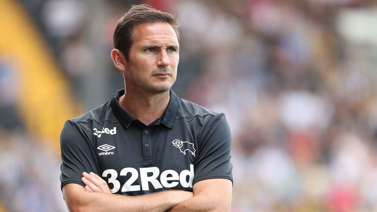 NOTTINGHAM, ENGLAND - JULY 14: Manager of Derby County Frank Lampard looks on during a Pre-Season match between Notts County and Derby County at Meadow Lane Stadium on July 14, 2018 in Nottingham, England.