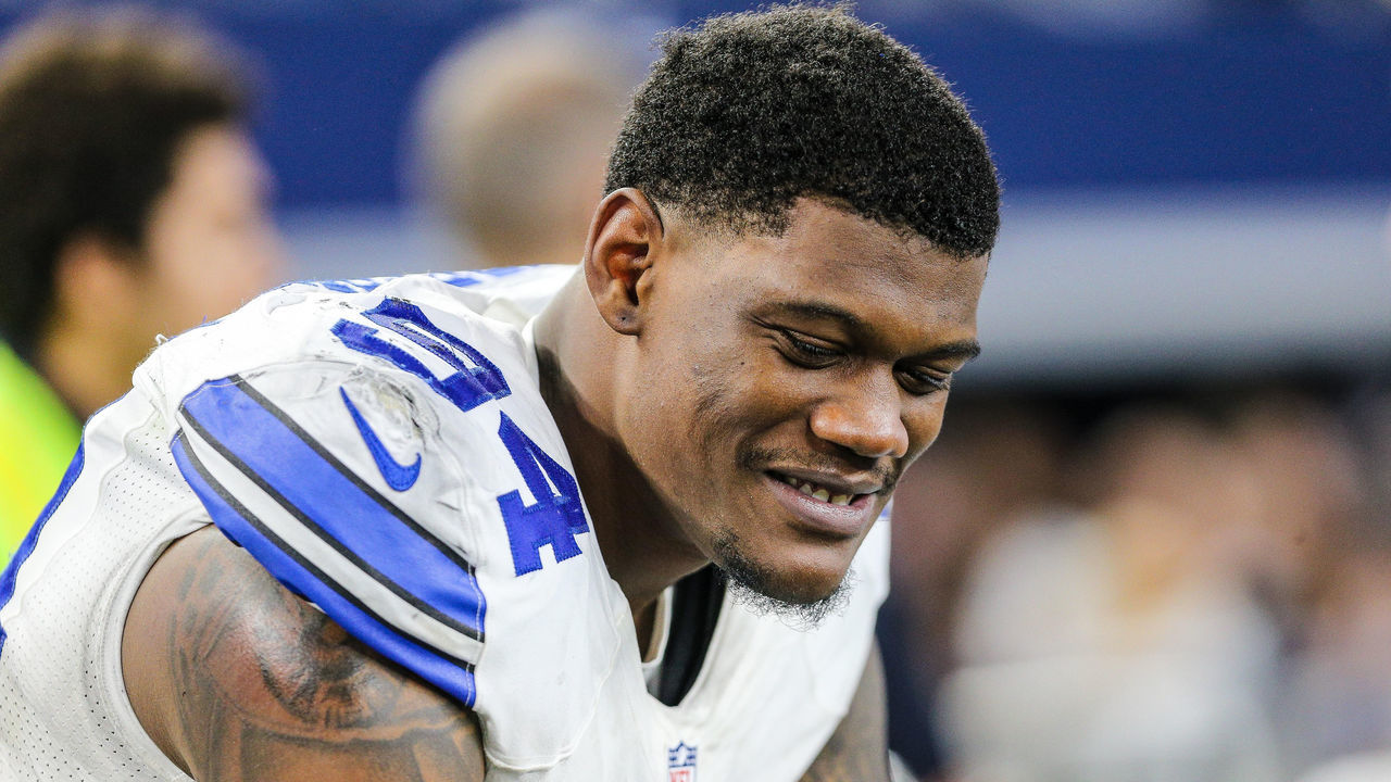 ARLINGTON, TX - DECEMBER 26: Dallas Cowboys defensive end Randy Gregory (94) sits on the sidelines during the game between the Dallas Cowboys and the Detroit Lions on December 26, 2016 at AT&T Stadium in Arlington, TX. Dallas beats Detroit 42-21.