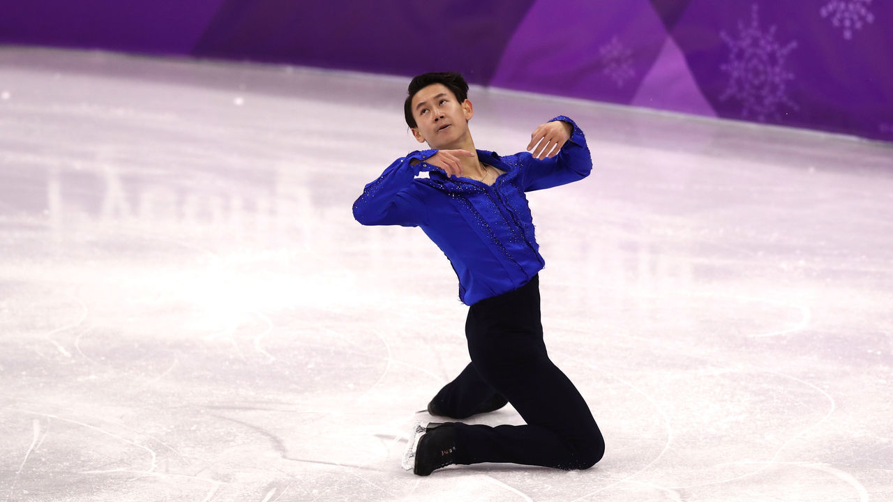 GANGNEUNG, SOUTH KOREA - FEBRUARY 16: Denis Ten of Kazakhstan competes during the Men's Single Skating Short Program at Gangneung Ice Arena on February 16, 2018 in Gangneung, South Korea.