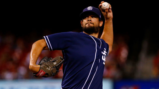 ST. LOUIS, MO - JUNE 12: Brad Hand #52 of the San Diego Padres delivers a pitch against the St. Louis Cardinals in the ninth inning at Busch Stadium on June 12, 2018 in St. Louis, Missouri.