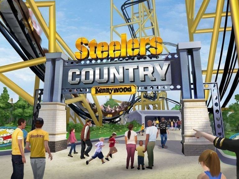 Pittsburgh amusement park opening Steelersthemed area, roller coaster