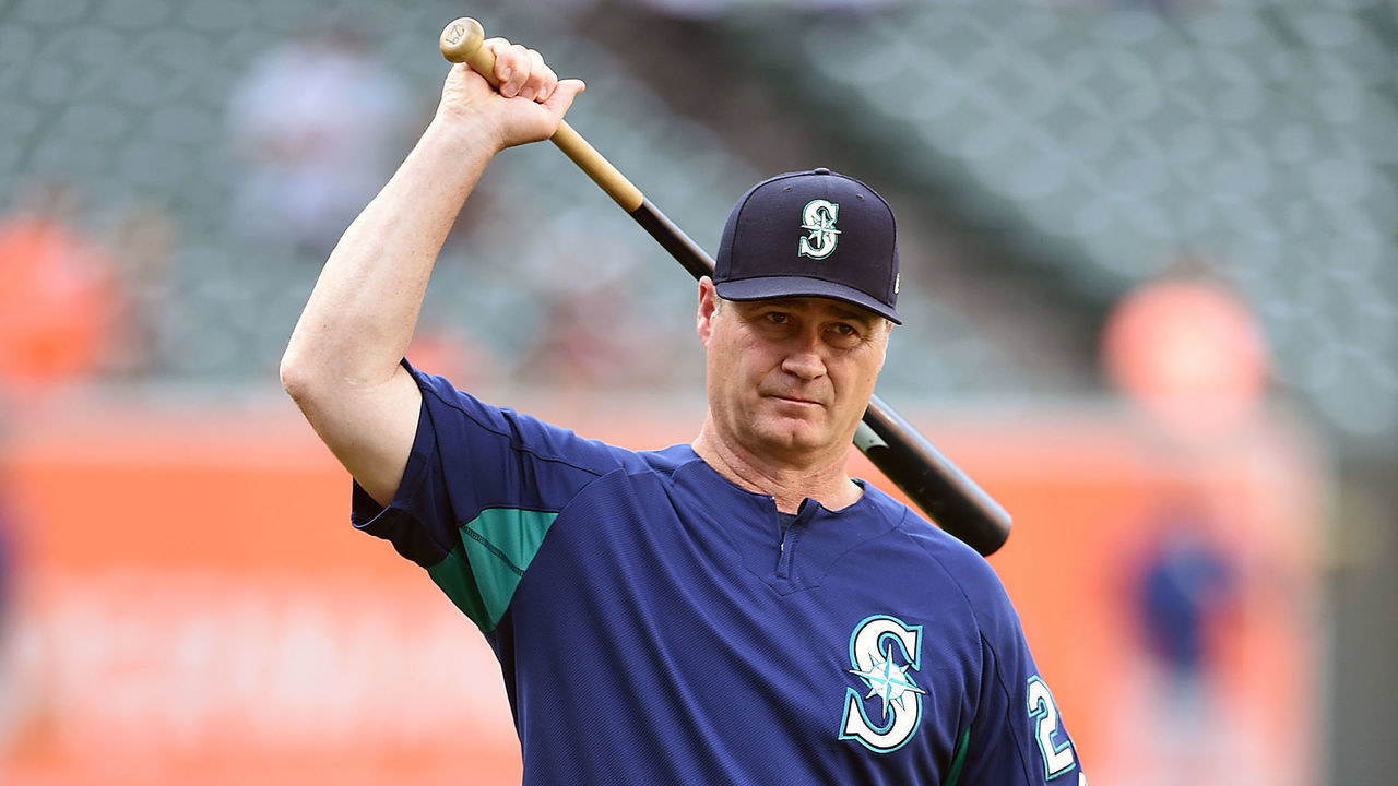 BALTIMORE, MD - JUNE 26: Manager Scott Servais #29 of the Seattle Mariners attends batting practice before a baseball game against the Baltimore Orioles at Oriole Park at Camden Yards on June 26, 2018 in Baltimore, Maryland.