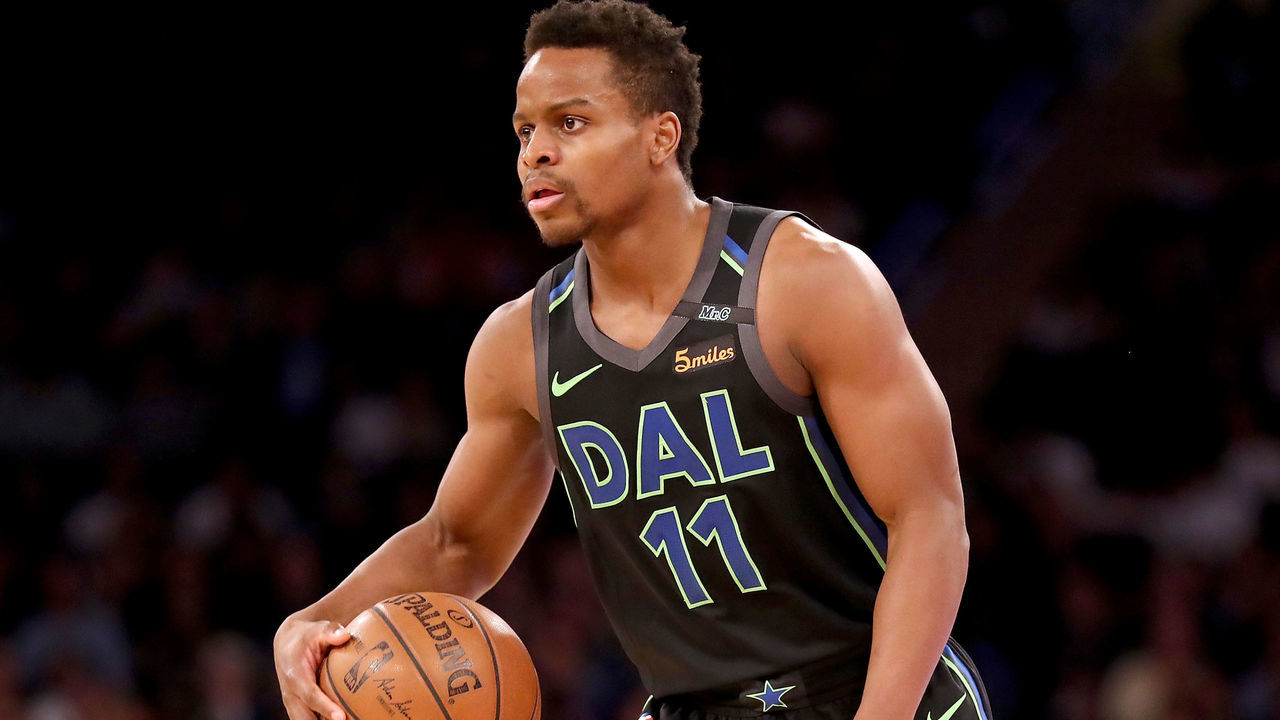 NEW YORK, NY - MARCH 13: (EDITOR'S NOTE: Alternate crop) Yogi Ferrell #11 of the Dallas Mavericks looks down the court in the second quarter against the New York Knicks during their game at Madison Square Garden on March 13, 2018 in New York City.