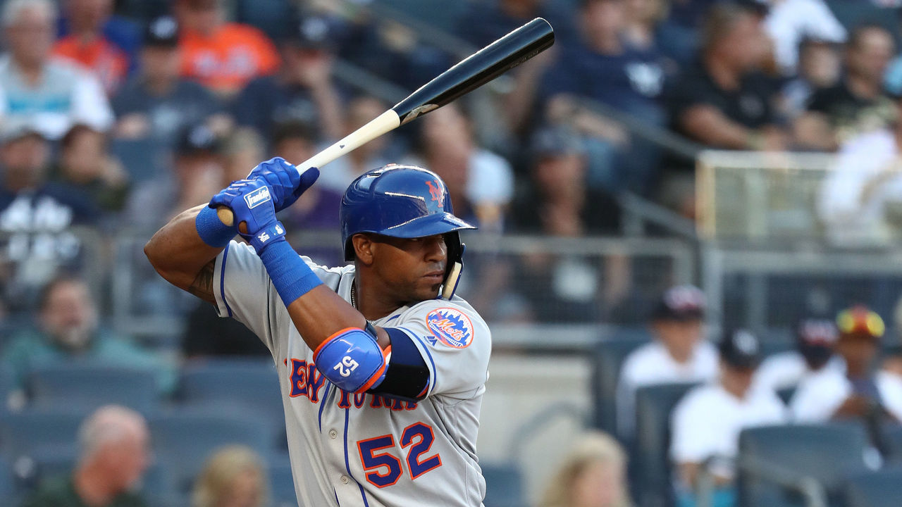 NEW YORK, NY - JULY 20: Yoenis Cespedes #52 of the New York Mets bats against the New York Yankees during their game at Yankee Stadium on July 20, 2018 in New York City.