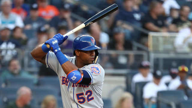 NEW YORK, NY - JULY 20: Yoenis Cespedes #52 of the New York Mets bats against the New York Yankees during their game at Yankee Stadium on July 20, 2018 in New York City.