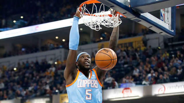 INDIANAPOLIS, IN - MARCH 23: Montrezl Harrell #5 of the Los Angeles Clippers dunks the ball against the Indiana Pacers at Bankers Life Fieldhouse on March 23, 2018 in Indianapolis, Indiana. NOTE TO USER: User expressly acknowledges and agrees that, by downloading and or using this