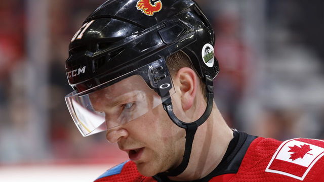 CALGARY, AB - APRIL 7: Brett Kulak #61 of the Calgary Flames plays against the Vegas Golden Knights during an NHL game on April 7, 2018 at the Scotiabank Saddledome in Calgary, Alberta, Canada.