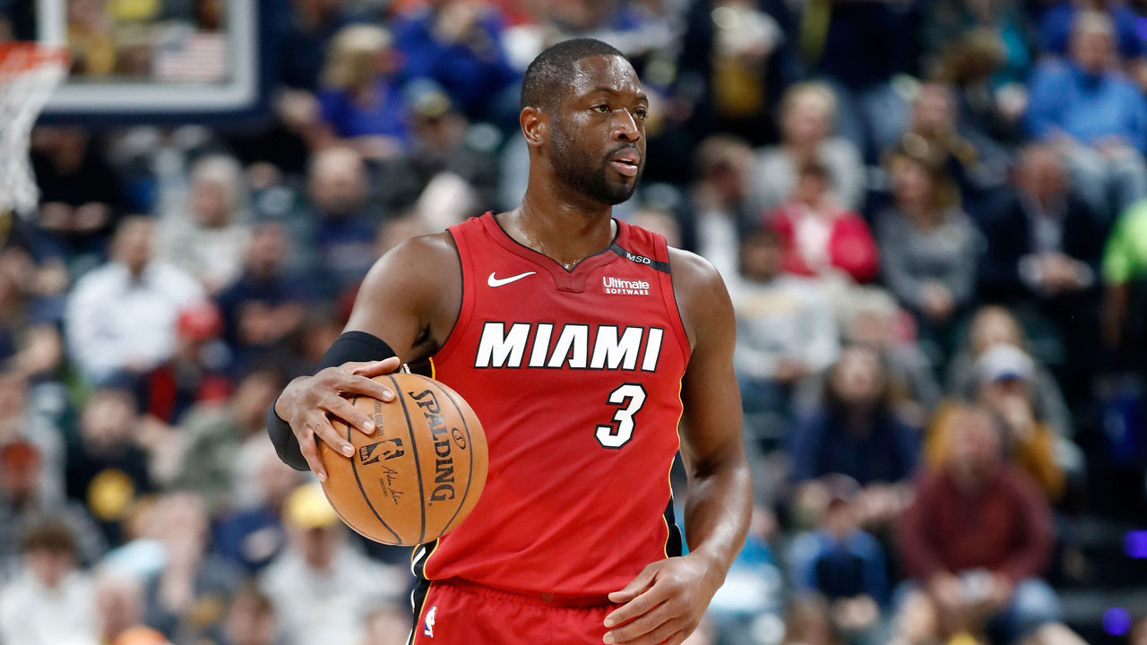 INDIANAPOLIS, IN - MARCH 25: Dwyane Wade #3 of the Miami Heat dribbles the ball against the Indiana Pacers during the game at Bankers Life Fieldhouse on March 25, 2018 in Indianapolis, Indiana.