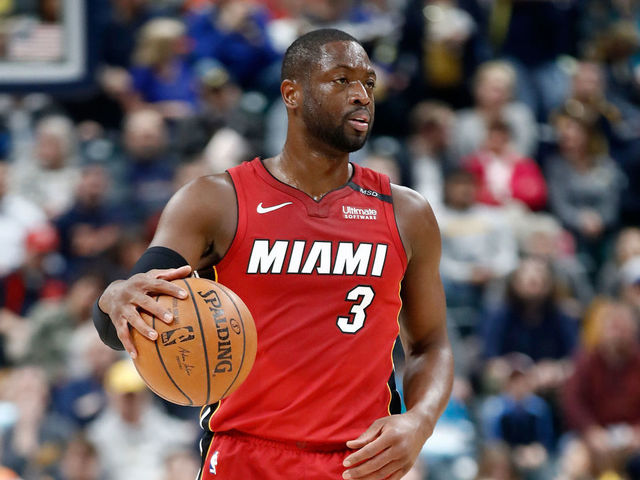 INDIANAPOLIS, IN - MARCH 25: Dwyane Wade #3 of the Miami Heat dribbles the ball against the Indiana Pacers during the game at Bankers Life Fieldhouse on March 25, 2018 in Indianapolis, Indiana.