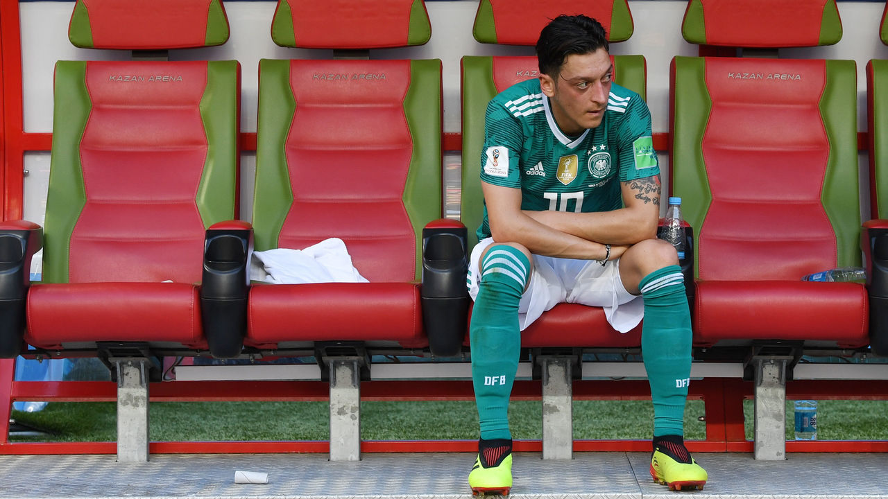 KAZAN, RUSSIA - JUNE 27: Mesut Oezil of Germany looks dejected after the 2018 FIFA World Cup Russia group F match between Korea Republic and Germany at Kazan Arena on June 27, 2018 in Kazan, Russia.