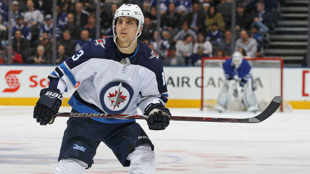 TORONTO, ON - MARCH 31: Brandon Tanev #13 of the Winnipeg Jets skates against the Toronto Maple Leafs during an NHL game at the Air Canada Centre on March 31, 2018 in Toronto, Ontario, Canada. The Jets defeated the Maple Leafs 3-1. *** Local Caption *** Brandon Tanev