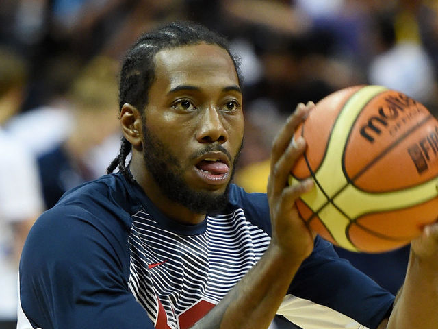 LAS VEGAS, NV - AUGUST 13: Kawhi Leonard #30 of the 2015 USA Basketball Men's National Team warms up before a USA Basketball showcase at the Thomas & Mack Center on August 13, 2015 in Las Vegas, Nevada.