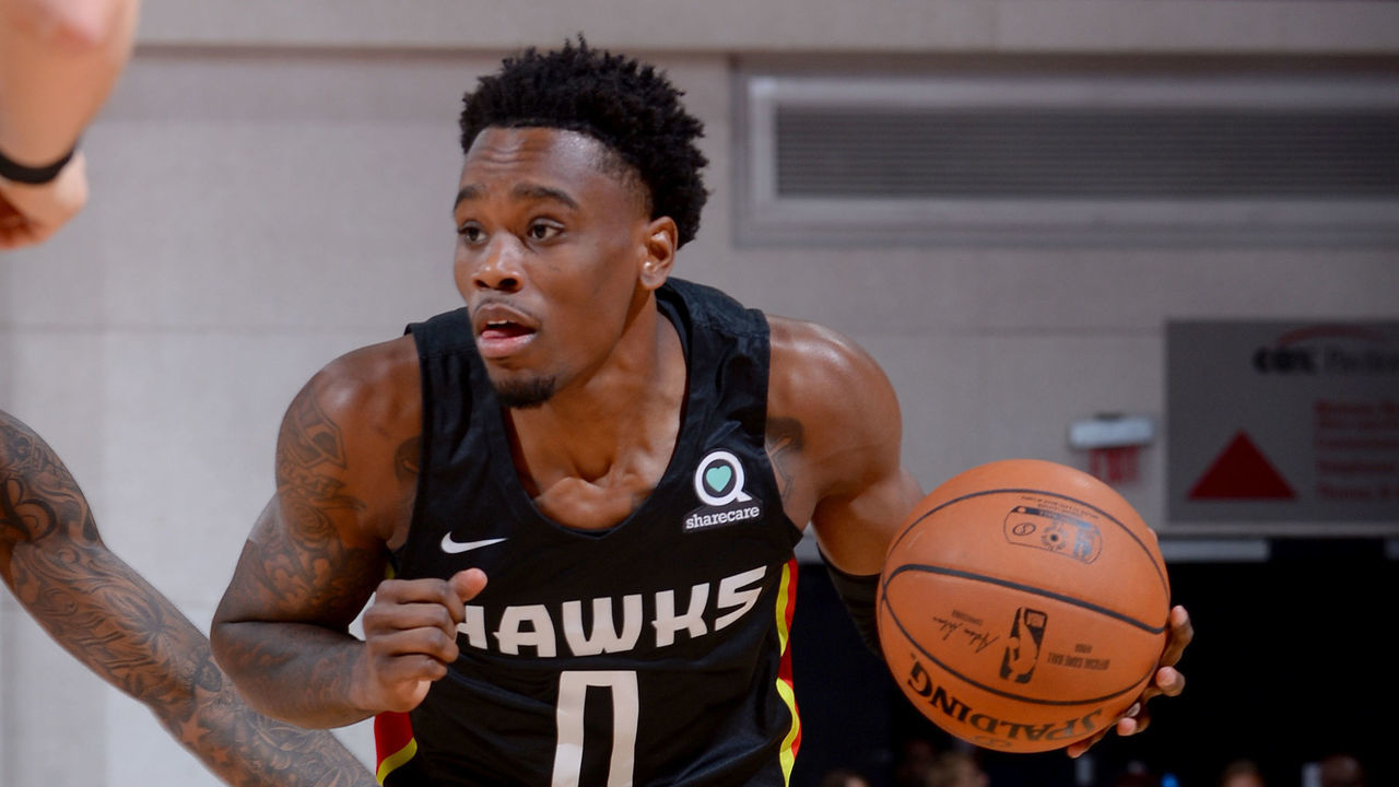 LAS VEGAS, NV - JULY 10: Antonius Cleveland #0 of the Atlanta Hawks handles the ball against the Chicago Bulls during the 2018 Las Vegas Summer League on July 10, 2018 at the Cox Pavilion in Las Vegas, Nevada. NOTE TO USER: User expressly acknowledges and agrees that, by downloading and/or using this Photograph, user is consenting to the terms and conditions of the Getty Images License Agreement. Mandatory Copyright Notice: Copyright 2018 NBAE