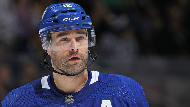 TORONTO, ON - APRIL 16: Patrick Marleau #12 of the Toronto Maple Leafs waits for play to resume against the Boston Bruins in Game Three of the Eastern Conference First Round during the 2018 Stanley Cup Play-offs at the Air Canada Centre on April 16, 2018 in Toronto, Ontario, Canada. The Maple Leafs defeated the Bruins 4-2. *** Local Caption *** Patrick Marleau