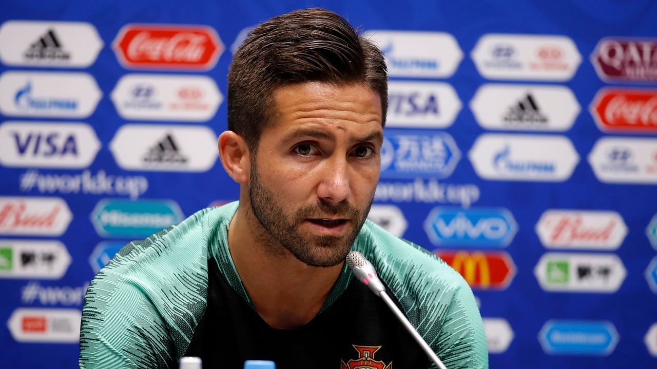 Portugal's midfielder Joao Moutinho speaks during a press conference at the Fisht Olympic Stadium in Sochi on June 14, 2018, on the eve of the Russia 2018 World Cup Group B football match between Portugal and Spain.