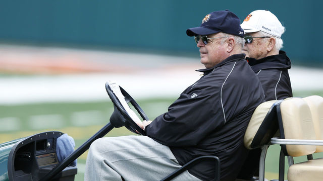 CINCINNATI, OH - MAY 12: Cincinnati Bengals owner Mike Brown looks on during a rookie camp at Paul Brown Stadium on May 12, 2013 in Cincinnati, Ohio.