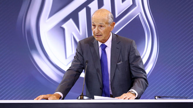 LAS VEGAS, NV - JUNE 22: Owner Jeremy Jacobs of the Boston Bruins addresses the media during the Board Of Governors Press Conference prior to the 2016 NHL Awards at Encore Las Vegas on June 22, 2016 in Las Vegas, Nevada.