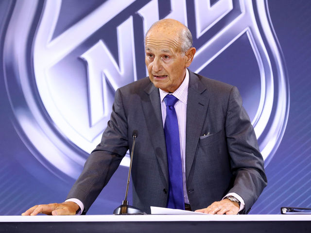 LAS VEGAS, NV - JUNE 22: Owner Jeremy Jacobs of the Boston Bruins addresses the media during the Board Of Governors Press Conference prior to the 2016 NHL Awards at Encore Las Vegas on June 22, 2016 in Las Vegas, Nevada.