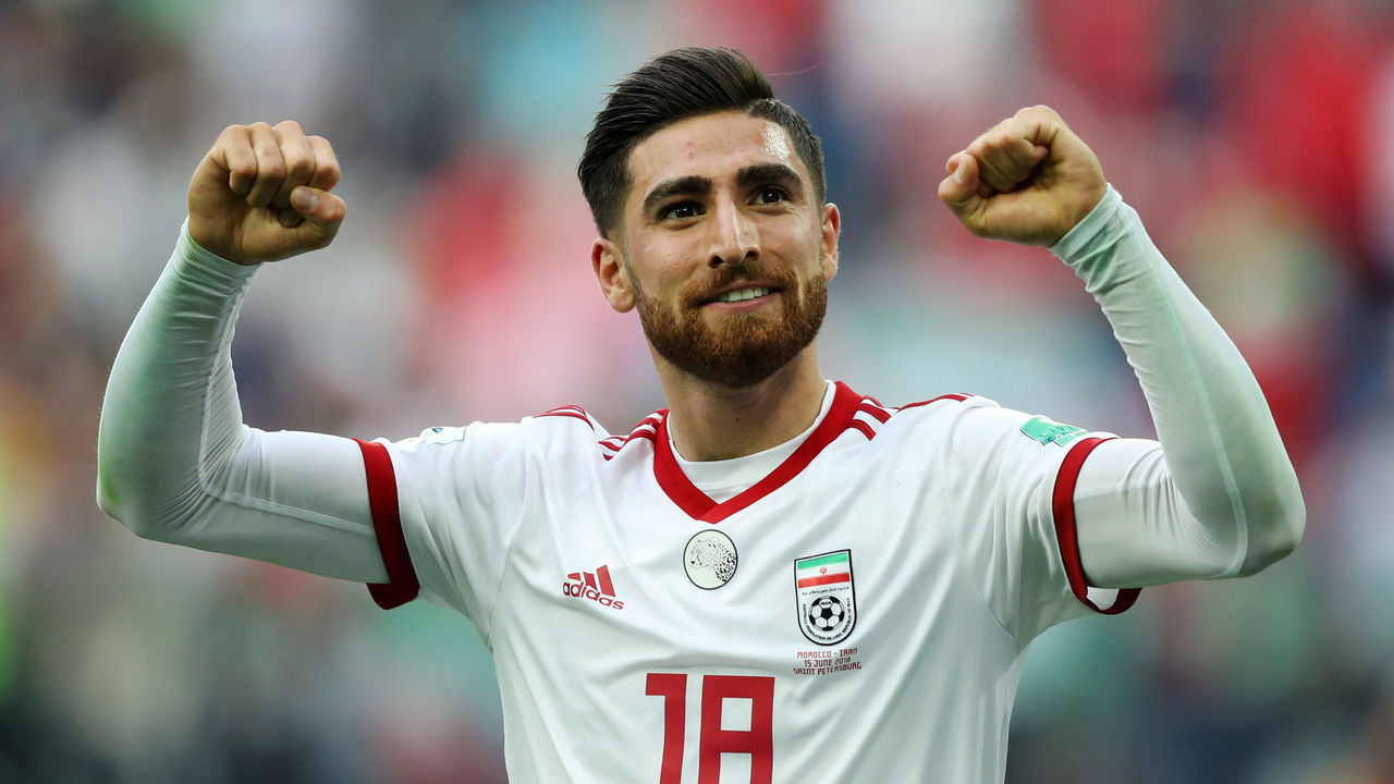 SAINT PETERSBURG, RUSSIA - JUNE 15: Alireza Jahanbakhsh of Iran celebrates his side's win following the 2018 FIFA World Cup Russia group B match between Morocco and Iran at Saint Petersburg Stadium on June 15, 2018 in Saint Petersburg, Russia.